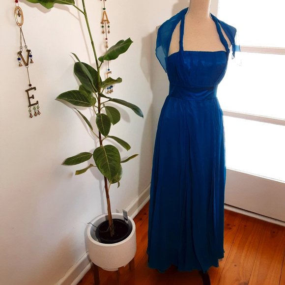 Dusk Dresses & Skirts - 🧜‍♀️ Mermaid Teal Petite Size 8 Silk Formal Dress  - fantasy, full length